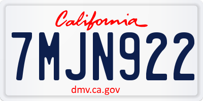 CA license plate 7MJN922