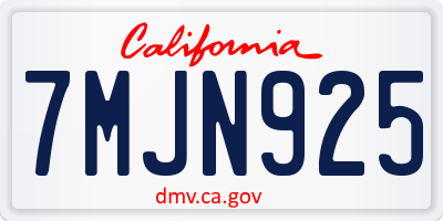 CA license plate 7MJN925