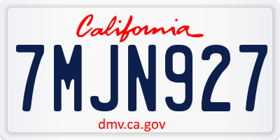 CA license plate 7MJN927