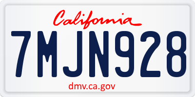 CA license plate 7MJN928