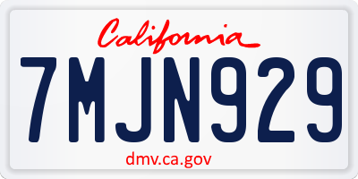 CA license plate 7MJN929