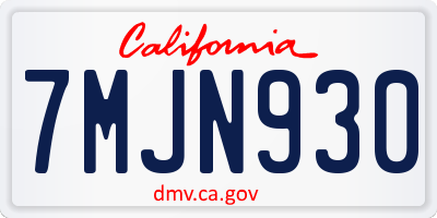 CA license plate 7MJN930