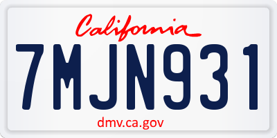 CA license plate 7MJN931