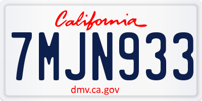 CA license plate 7MJN933