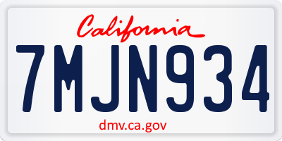 CA license plate 7MJN934