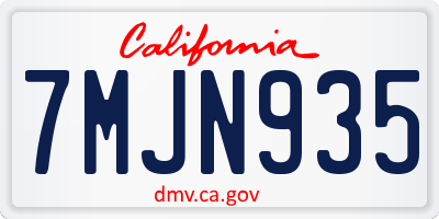 CA license plate 7MJN935