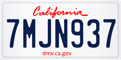 CA license plate 7MJN937