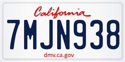 CA license plate 7MJN938