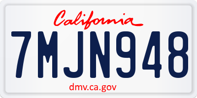 CA license plate 7MJN948