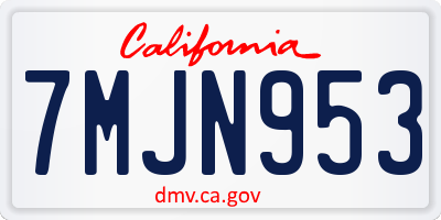 CA license plate 7MJN953