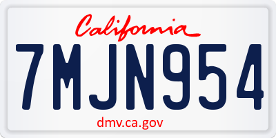 CA license plate 7MJN954