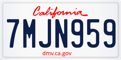 CA license plate 7MJN959