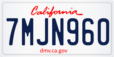 CA license plate 7MJN960