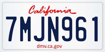 CA license plate 7MJN961