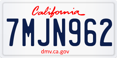 CA license plate 7MJN962