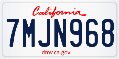 CA license plate 7MJN968