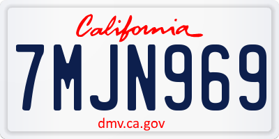 CA license plate 7MJN969