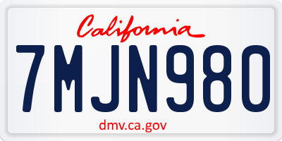 CA license plate 7MJN980