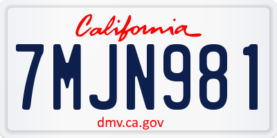 CA license plate 7MJN981