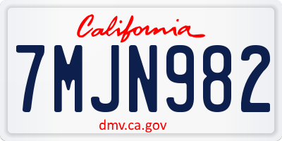 CA license plate 7MJN982