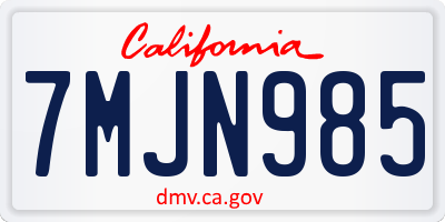 CA license plate 7MJN985