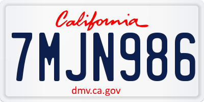 CA license plate 7MJN986