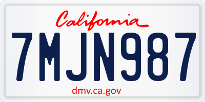 CA license plate 7MJN987