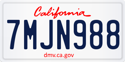 CA license plate 7MJN988