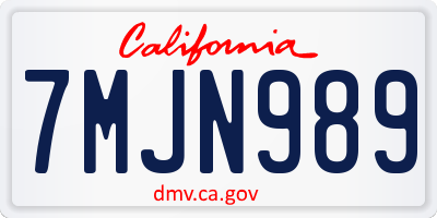 CA license plate 7MJN989