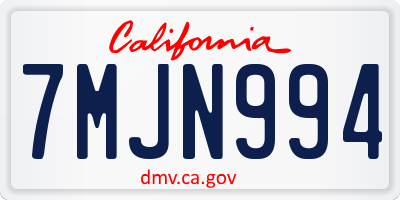 CA license plate 7MJN994