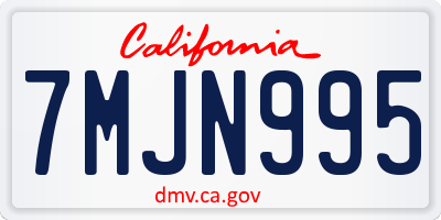 CA license plate 7MJN995