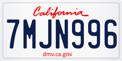 CA license plate 7MJN996