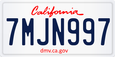 CA license plate 7MJN997