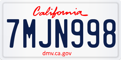 CA license plate 7MJN998