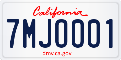 CA license plate 7MJO001