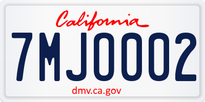 CA license plate 7MJO002