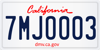 CA license plate 7MJO003