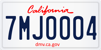 CA license plate 7MJO004