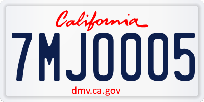 CA license plate 7MJO005