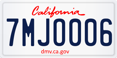 CA license plate 7MJO006