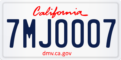 CA license plate 7MJO007