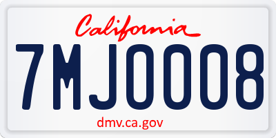 CA license plate 7MJO008