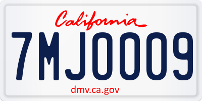 CA license plate 7MJO009