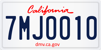 CA license plate 7MJO010