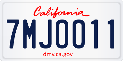 CA license plate 7MJO011