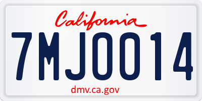 CA license plate 7MJO014