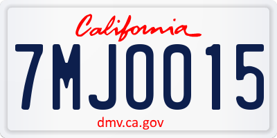 CA license plate 7MJO015