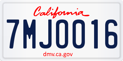 CA license plate 7MJO016