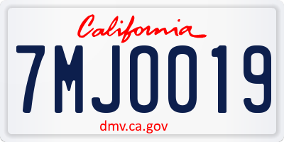 CA license plate 7MJO019