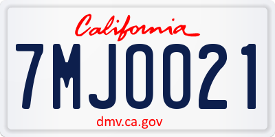 CA license plate 7MJO021